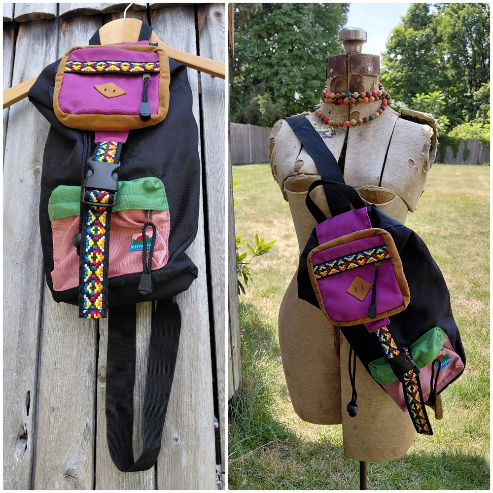 Titicaca sling back backpack colorblock tribal crossbody messenger festival bag